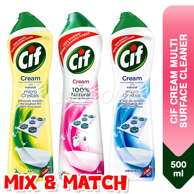 Cif Cream Multi Purpose Cleaner, Pink Flower - 16.9 Fl Oz / 500 mL x 3 Pack  