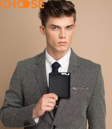 Bóp Ví Nam Da Thủ Công Da Trơn Phối Viền Kim Loại Sang Trọng Kiểu Dáng Ngang/ Đứng NB0902 Da PU mềm mại sang trọng