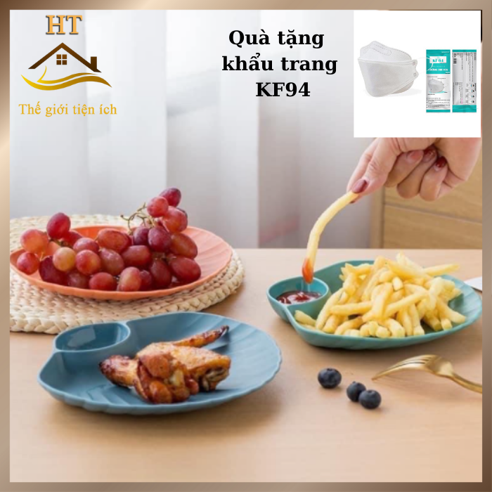 Set 4 chiếc đĩa nhựa đựng thức ăn để bàn decor hình vỏ sò nhiều màu sắc chất lượng cao