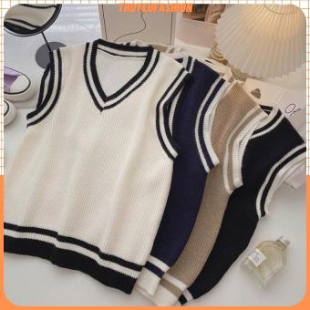 Áo Gile Len Nữ Ulzzang Hàn Quốc Freesize Cổ Chữ V Phong Cách Trẻ Trung