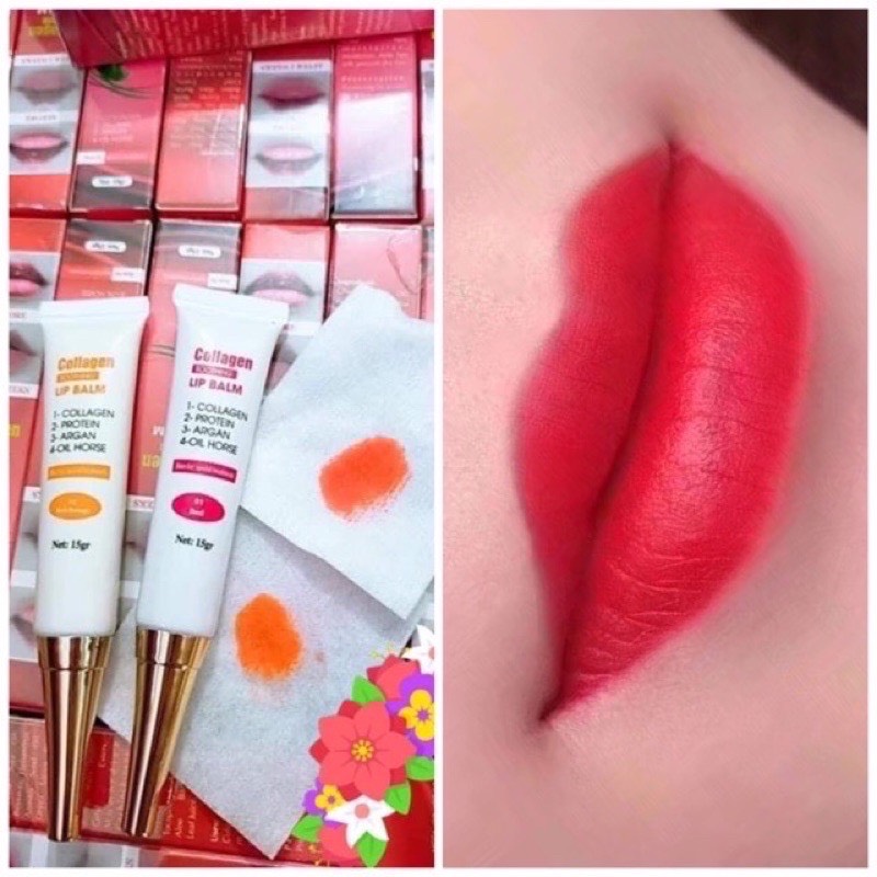 Dưỡng Collagen Lip Balm,dưỡng kích màu môi dưỡng ẩm chống nhăn chống khô môi dùng sau phun xăm thẩm mỹ tuýp 15g