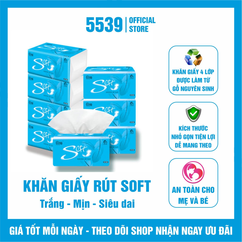 Combo 12 gói khăn giấy bỏ túi, khăn giấy rút Soft siêu dai trắng mịn an toàn tiện lợi dễ dàng mang theo bên người - Shop 5539