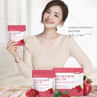 Kẹo dẻo vị lựu Dưỡng da sáng mịn-Boto Collagen Gummy kẹo dẻo collagen, kẹo collagen Hàn Quốc