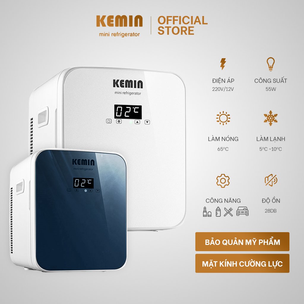 Tủ lạnh mini kemin k16 - 16l chính hãng chỉnh nhiệt - dùng ở nhà và ô tô, 2 chiều nóng lạnh