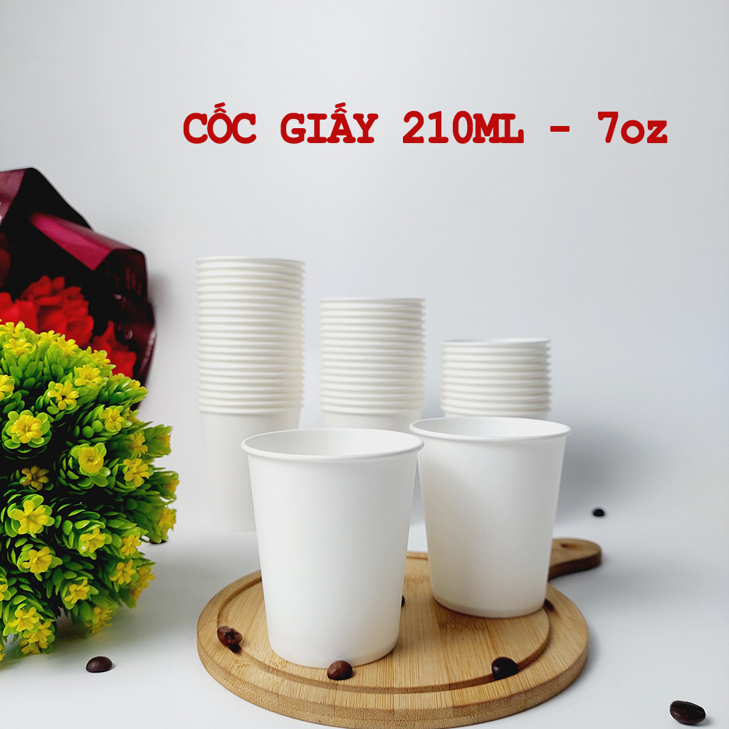 Set 50 chiếc cốc giấy 210ml size 7oz hàng cao cấp hàn quốc