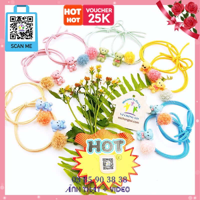 Dây buộc tóc nữ, đồ cột tóc cho bé gái, dây chun phụ kiện nữ Hàn Quốc, dây thun gấu bông xinh xắn - thương hiệu Vợ Chồng Tôi