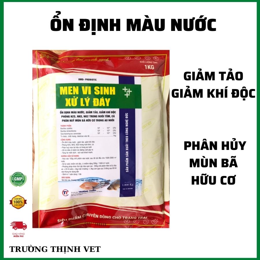 Men vi sinh xử lý đáy ao hồ 1kg. phân hủy thức ăn và phân tôm cá ốc làm sạch nước cân bằng pH