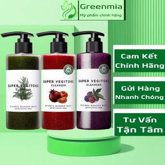 Sữa Rửa Mặt Rau Củ Quả Thải Độc Làm Sạch Tẩy Trang Super Vegitoks Cleanser Xanh Đỏ Tím 300ml [NHẬP KHẨU CHÍNH HÃNG]