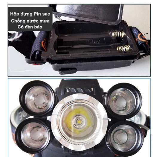 Đèn Pin đội đầu 5 bóng Led đa tác dụng , Đèn pin đội đầu 5 bóng Led giá rẻ tại TP HCM, đèn pin đội đầu, sạc điện, 5 bóng nhiều chế độ, thu ánh sáng gần xa, bao gồm 2 pin sạc và cục sạc .