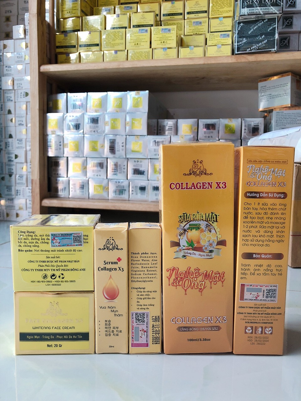 Combo 3 sản phẩm kem face + serum dưỡng + sửa rửa mặt collagen x3