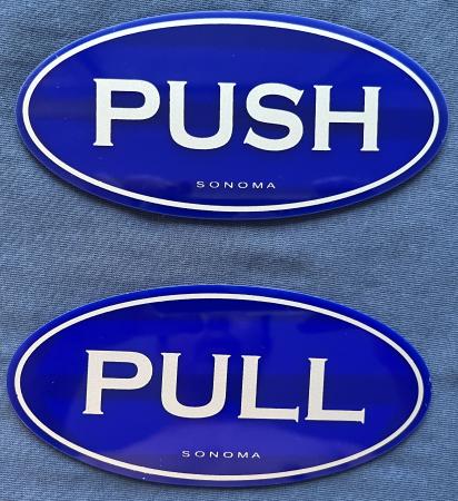 A-Mart High Quality Acrylic Push or Pull Signage 3x6 Inches Signage Blue Sign Oval