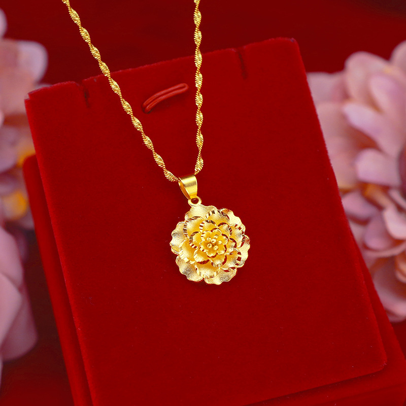 Dây Chuyền Nữ Mặt Hoa Hồng Mạ Vàng 18K Cao Cấp, Vòng Cổ Mặt Dây Chuyền Nữ Thời Trang