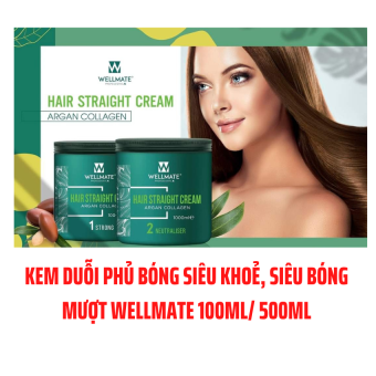 Kem duỗi thẳng tóc Wellmate phủ bóng siêu khoẻ, siêu bóng mượt dành mọi loại tóc size 1000ml, 500ml
