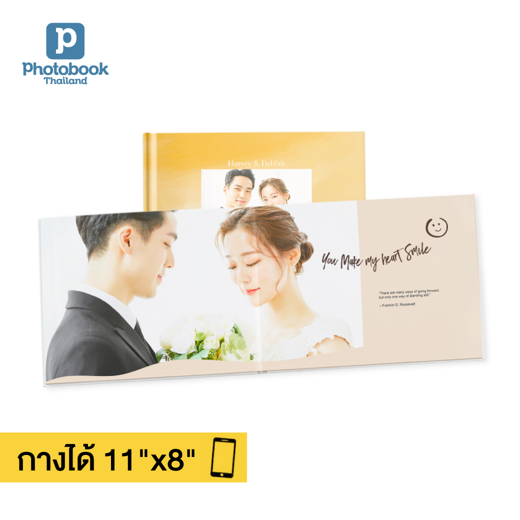 Photobook: โฟโต้บุ๊คกางได้ 180° ปกแข็ง 11x8.5 นิ้ว (แนวตั้ง/แนวนอน) ทำเองบนแอป, 20 หน้า ราคา 730 บาท*ส่งฟรี