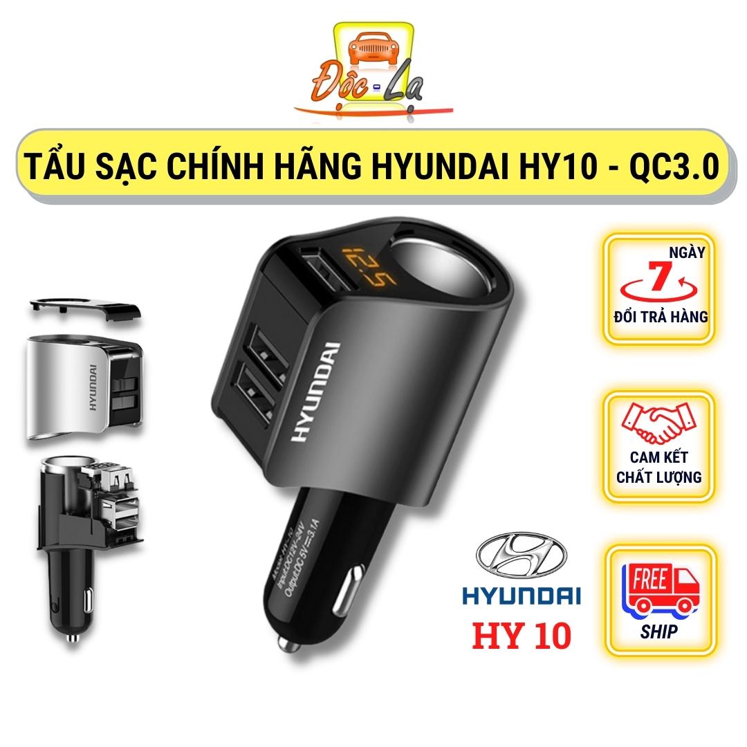 Bộ chia tẩu sạc ô tô, xe hơi nhãn hiệu Hyundai HY-10 3.1A chuẩn hãng Q3 sạc siêu nhanh