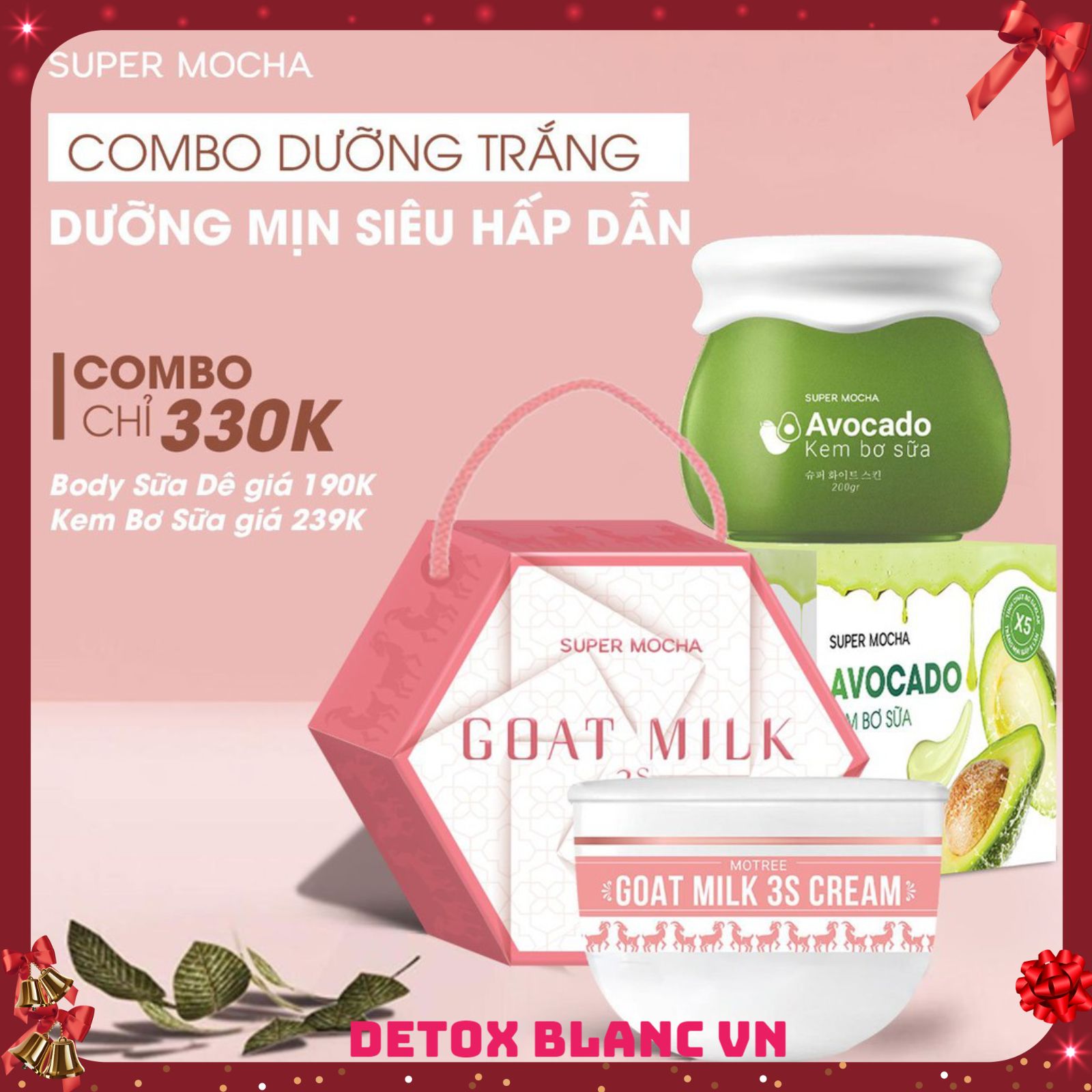 Kem body bơ và body sữa dê - avocado body cream mocha 200g and goat milk 3s cream 200g