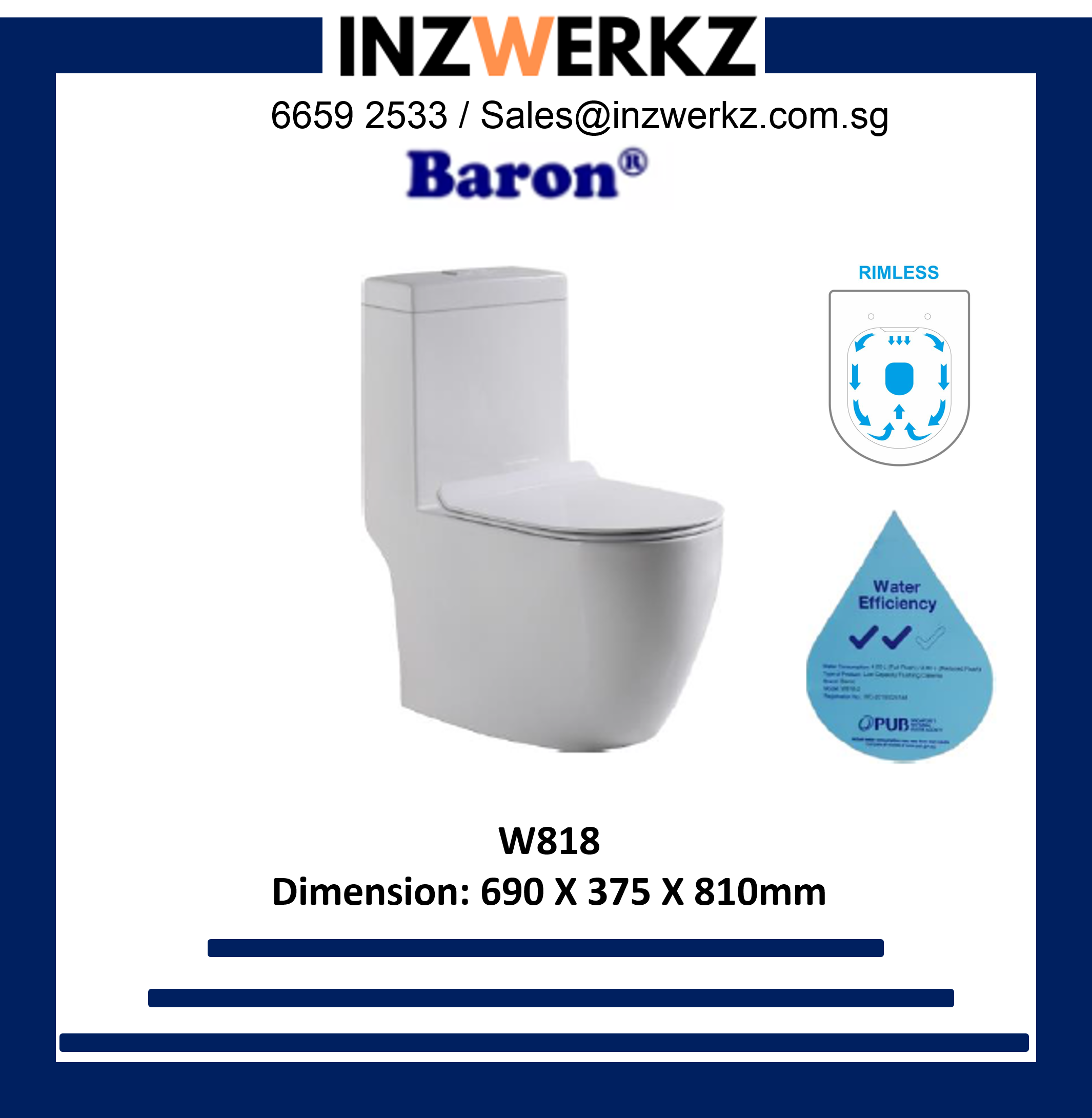 Baron Toilet Bowl W888 - Best Price in Singapore - Dec 2023