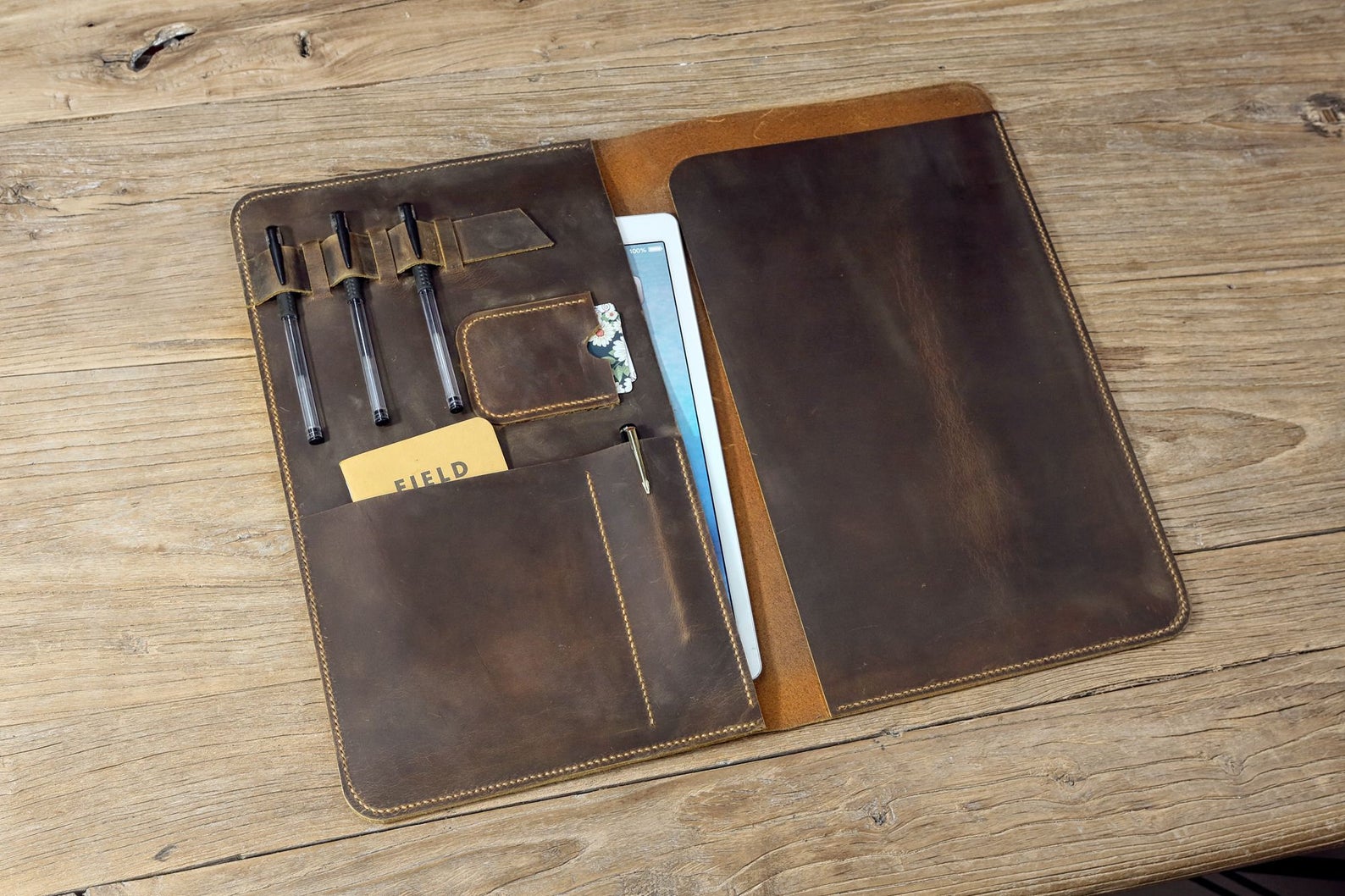 Personalized leather notebook journal refillable 5x8, legal pad