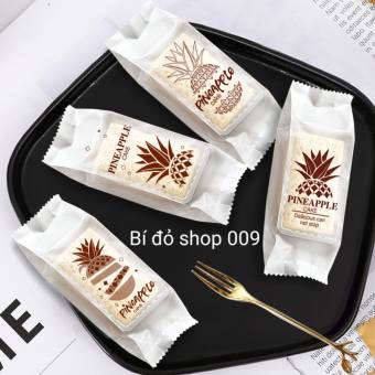 Set 100 Túi bánh DỨA trong mờ hàn miệng 4 mẫu hoa văn NÂU/ TRẮNG - Bí đỏ shop Bao bì Nguyên liệu dụng cụ làm bánh