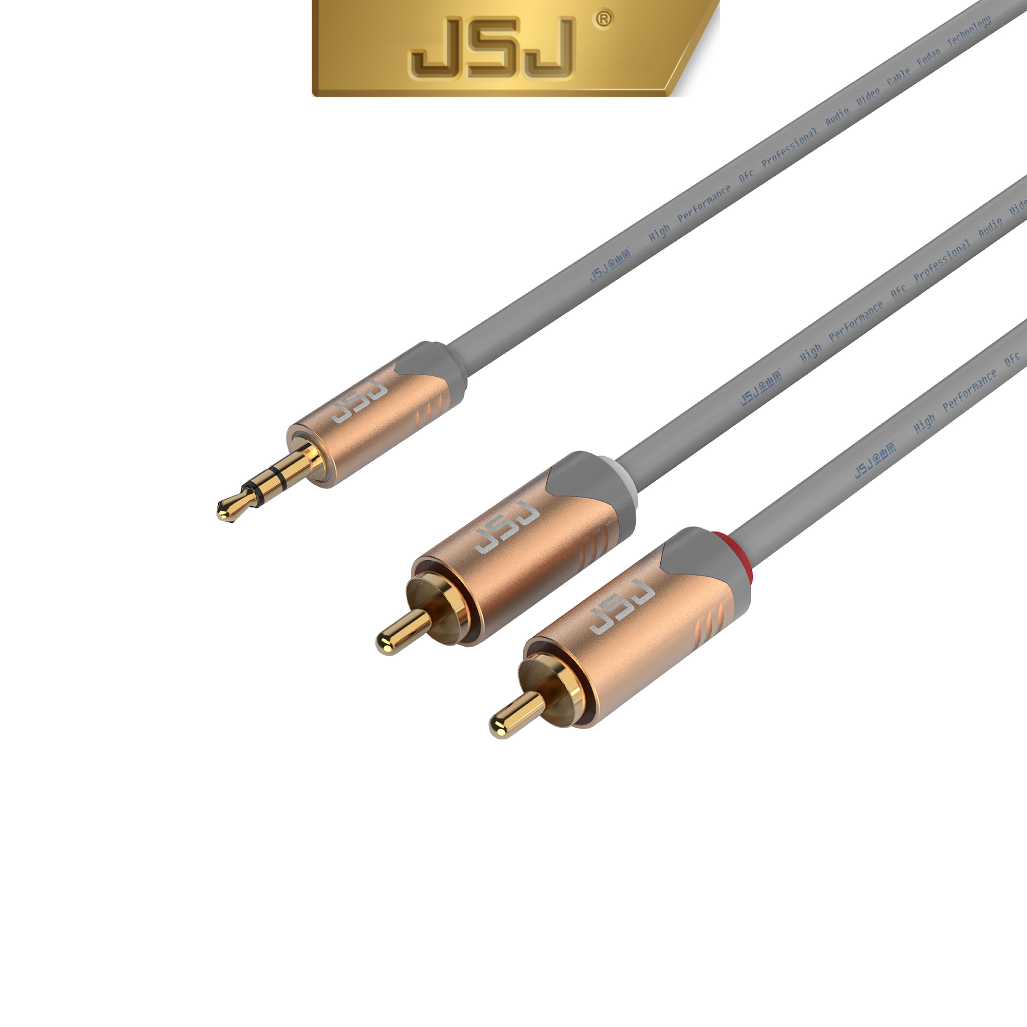 Dây tín hiệu đầu 3 ly (3.5mm) ra 2 đầu bông sen (AV/RCA) JSJ 3322 dài 1.8m - 5m