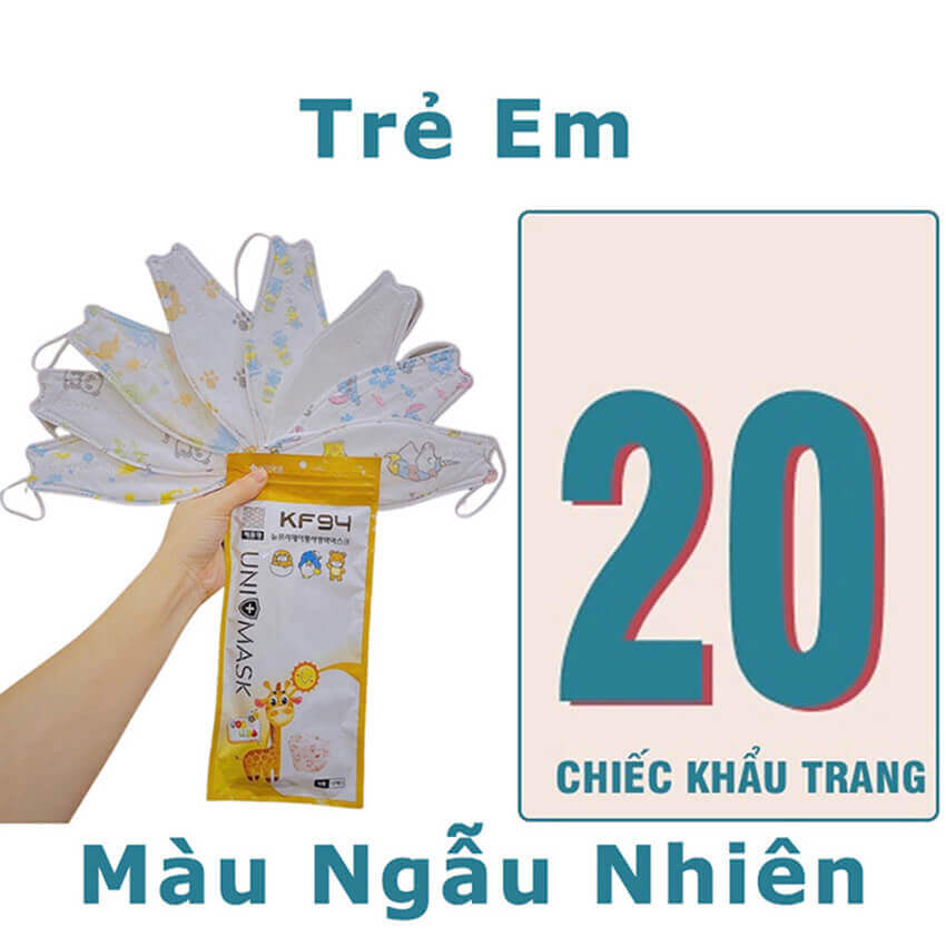 Khẩu trang trẻ em 4 lớp KF94 Uni Mask cho bé 3-10 tuổi cao cấp công nghệ Hàn Quốc Khẩu trang 4D kháng khuẩn chống bụi mịn bảo vệ hô hấp khẩu trang KF94 UniMask cho bé trai bé gái