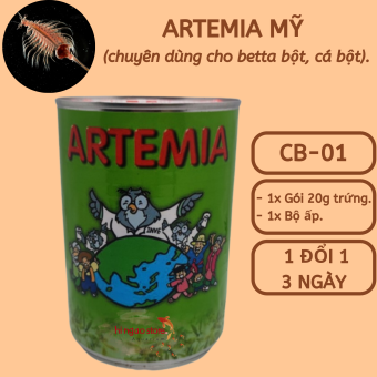 Combo 1: 20g Trứng Artemia Mỹ + Bộ Ấp - Thức ăn cá betta bột, cá bột | Hingaostore.