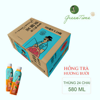 Thùng 24 chai hồng trà hương bưởi Green Time (580ml) - Nhập khẩu Đài Loan