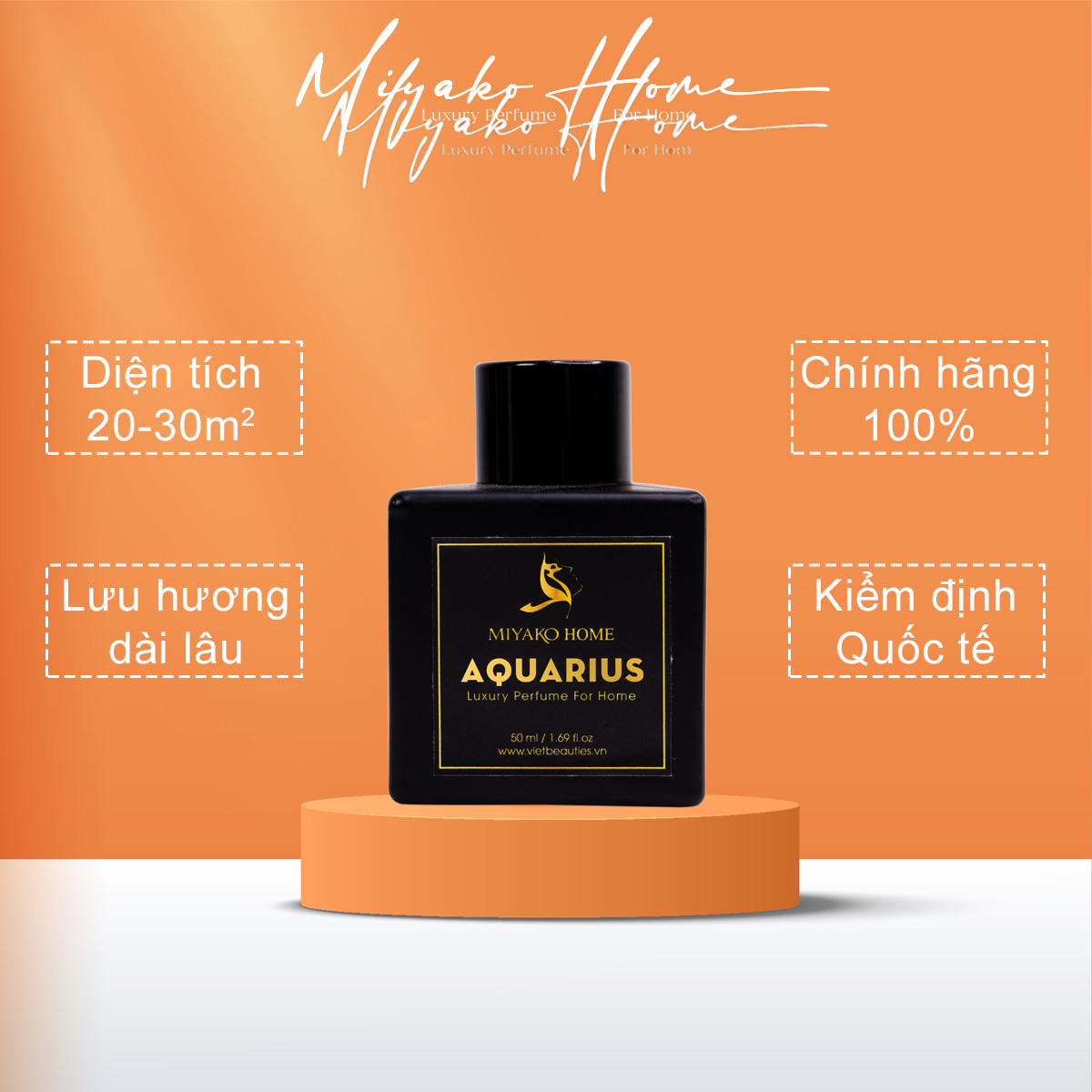 Tinh dầu thơm phòng MIYAKO HOME Aquarius, tinh dầu khuếch tán dupe nước hoa Bvlgari Aqva
