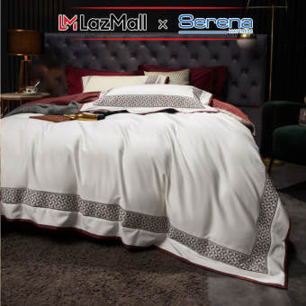Drap Trải Giường 5 Món Lụa Satin SERENA Chính Hãng Chuẩn Khách Sạn 5 Sao Set Bộ Vỏ Chăn Ga Ra Gối Nệm Đệm Mền Trần Chần Bông Phủ Trải Giường Ngủ Phi Lụa Satin 5 Món Full