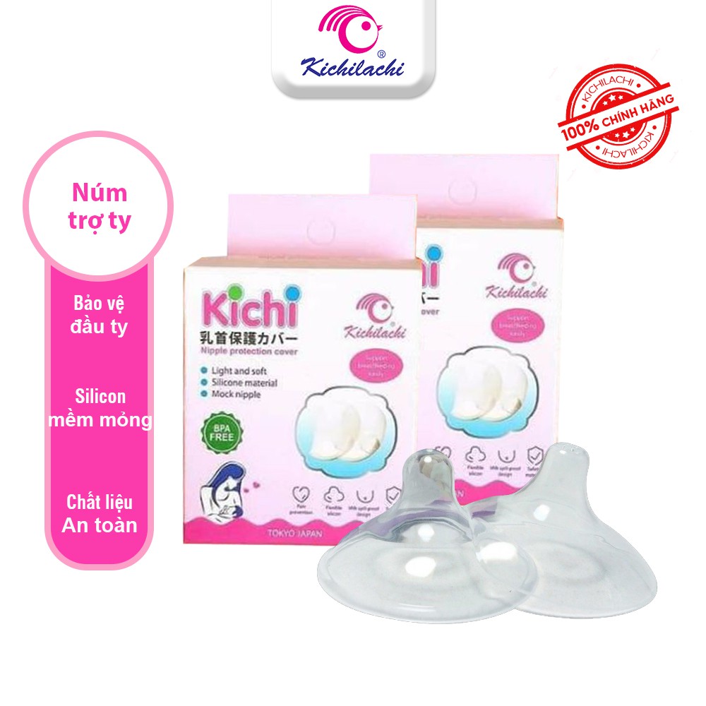 Núm trợ ti Kichi hỗ trợ bé bú hiệu quả .Núm ti silicone siêu mềm an toàn cho bé mẹ nhẹ nỗi lo