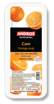 ANDROS - Cam puree đông lạnh (Orange Pulp frozen Puree) - Trái cây xay nhuyễn đông lạnh - Hộp 1 KG