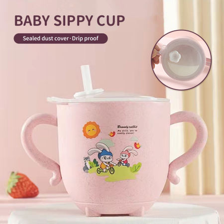 Kids' Sippy Cup with Straw, 270ml, with Handle (Brand: ______)