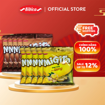 Combo Mix 10 Kẹo Cứng Migita Gừng và Quế Bibica 70g