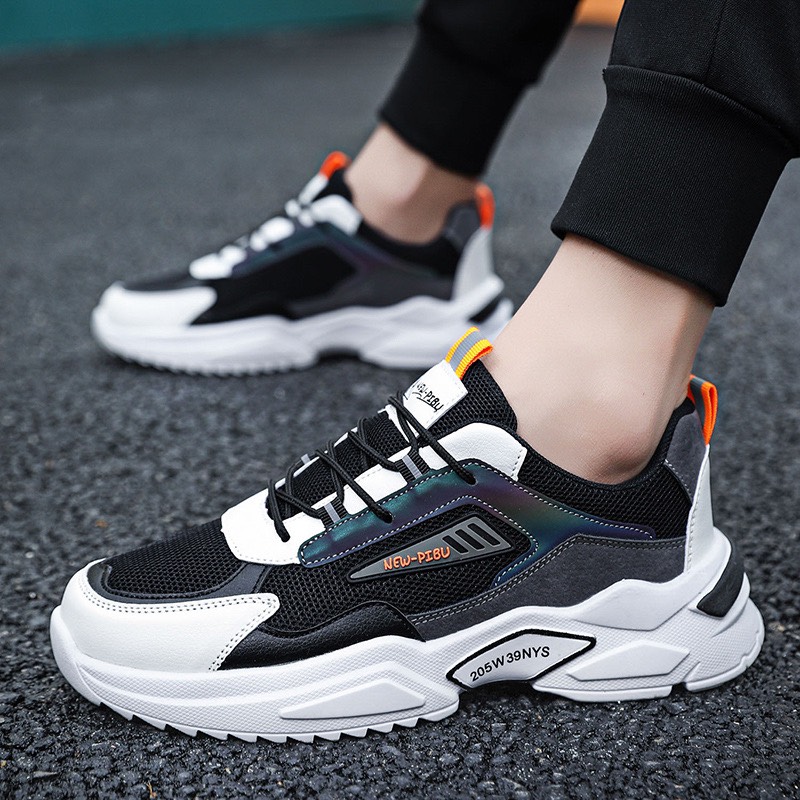 Giày nam sneaker thể thao Newpibu Phản Quang Độn Đế 5cm