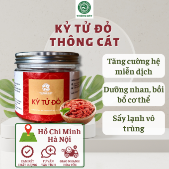 Kỷ Tử sấy khô THÔNG CÁT - Trà kỷ tử đẹp da, làm trà dưỡng nhan, chè dưỡng nhan giúp da dẻ mịn màng, kỷ tử hầm, trà kỷ tử, cháo kỷ tử bổ dưỡng cho cơ thể, chố oxi hóa, hấp thu dưỡng chất, ngủ ngon, an thần