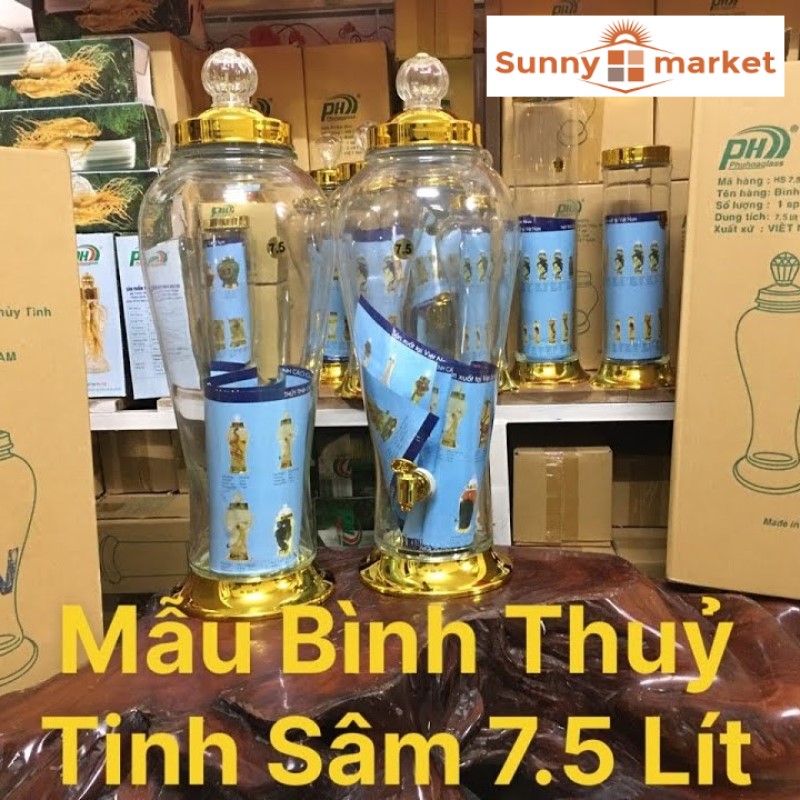 Bình thuỷ tinh cao cấp ngâm sâm Phú Hòa dung tích 7.5 lít có van