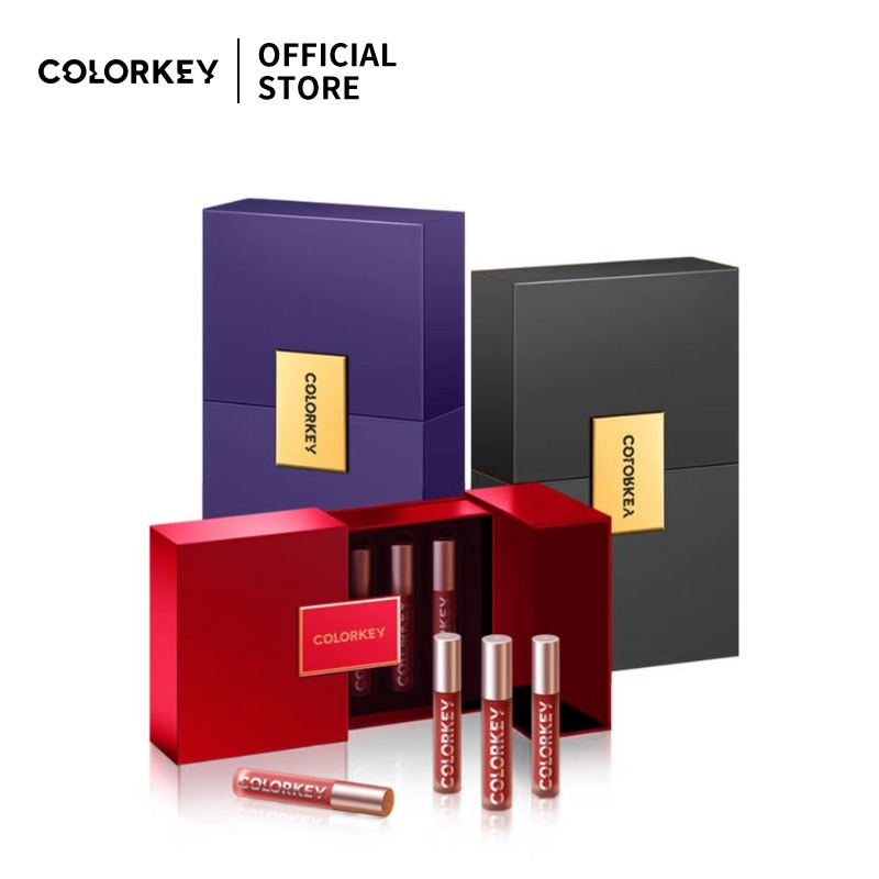 Bộ 6 Son Bóng Mini Colorkey Với Hộp Son Môi Dạng Lỏng Tráng Men Không Thấm Nước Trang Điểm Lâu Trôi Mỹ Phẩm