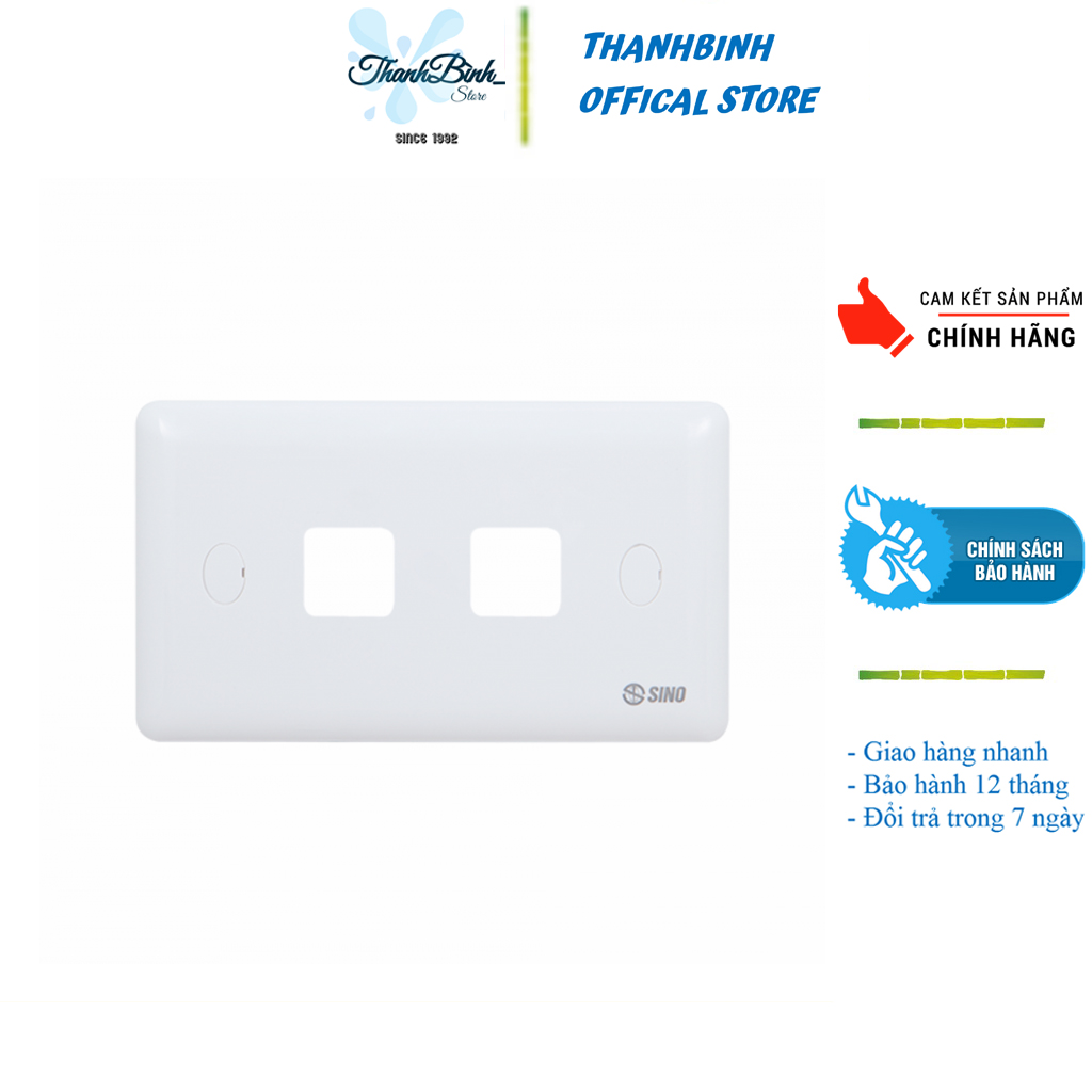 Mặt điện 2 công tắc/ 2 lỗ- sino s19/ hạt vuông