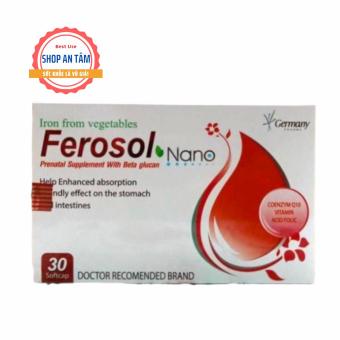 Thực Phẩm Bổ Sung Sắt Ferosol Nano - Bổ sung sắt và cá vitamin tạo máu (Hộp 30 viên)