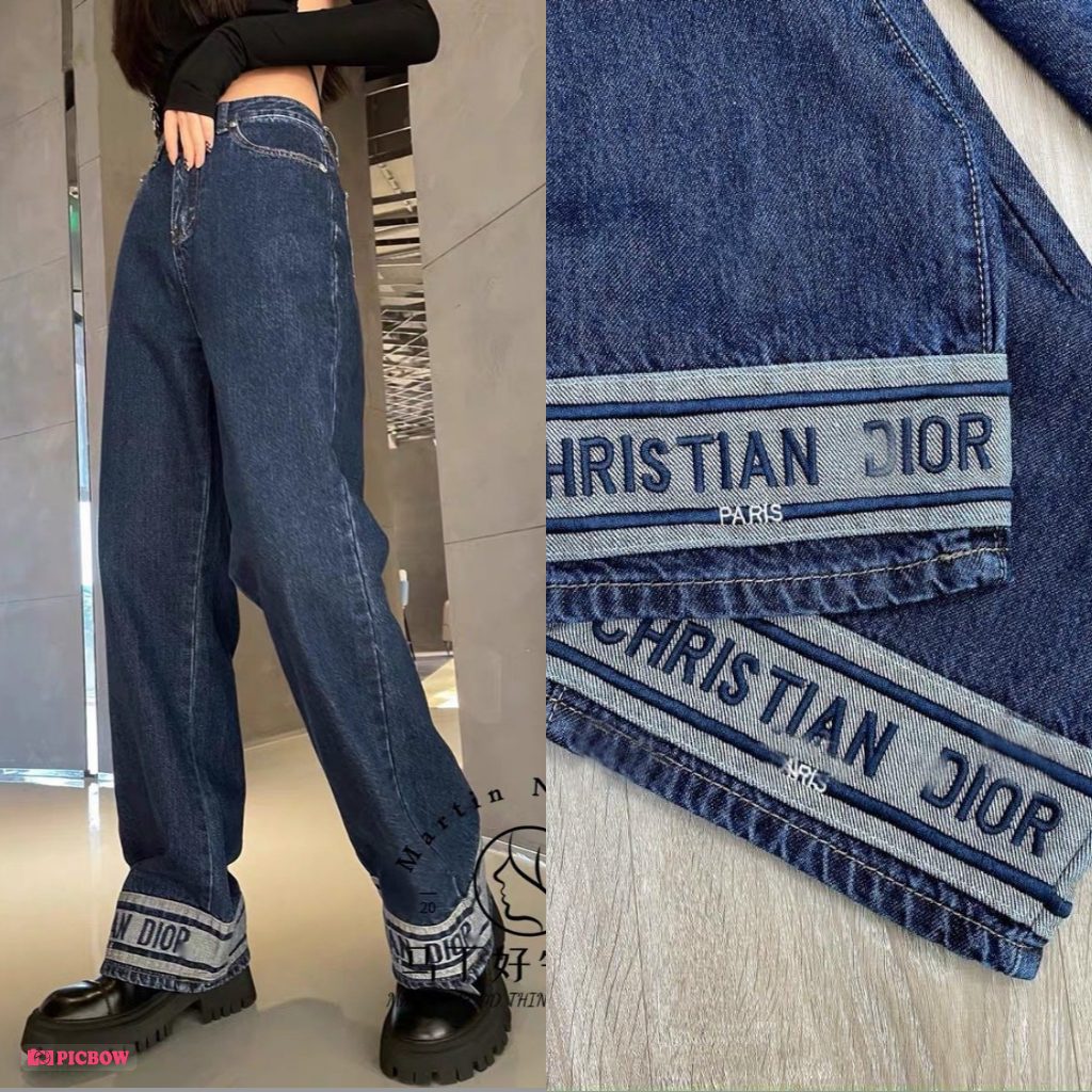 QUẦN ỐNG RỘNG LƯNG CAO DlOR QUẦN JEANS NỮ LƯNG CAO