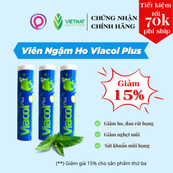 Viên ngậm giảm đau họng Viacol Plus (20 viên/tuýp)