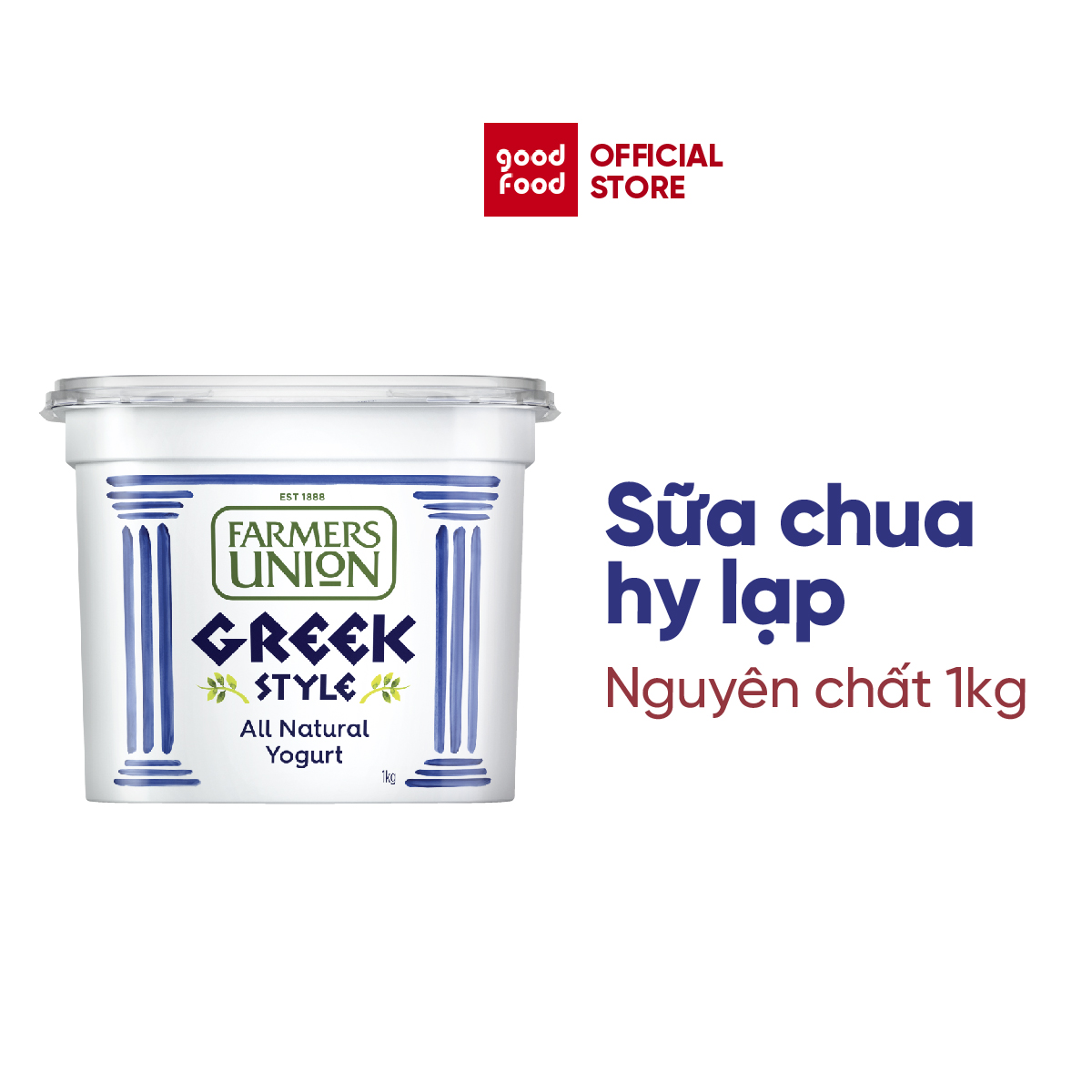 Sữa chua hy lạp vị tự nhiên nguyên chất Farmers Union Greek style all natural yogurt hũ 1kg đẹp da tốt cho sức khỏe