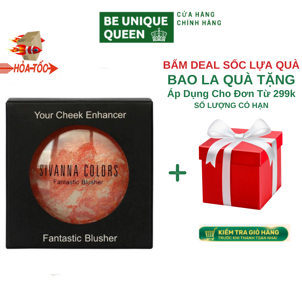 Phấn má hồng sivanna fantastic blusher du105 ánh nhũ tông hồng cam