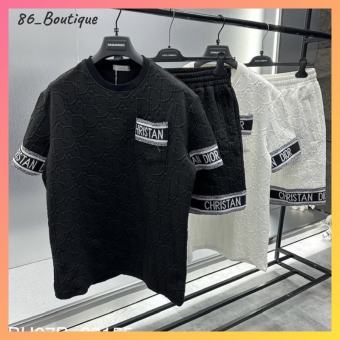 Bộ Quần Áo Cộc Nam Mùa Hè LV GC Dior Dập Vân Nổi Cao Cấp, Đồ Bộ Đùi Nam Mùa Hè Chất Xốp Xịn