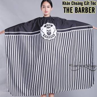 Áo Choàng Cắt Tóc Barber Khổ 160x140cm, Khăn Choàng Cắt Tóc Barber Hình Đầu Người Sọc Đen.(Ảnh thật)