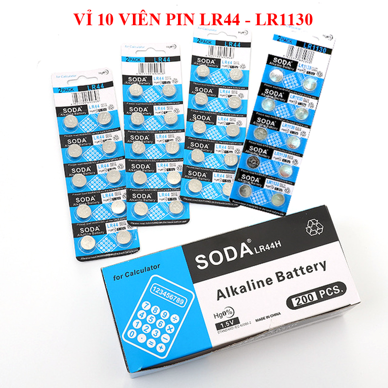 Vỉ 10 viên pin cúc áo ag13/lr44 ag10/lr1130 ag3/lr41 - pin đồng hồ điện tử