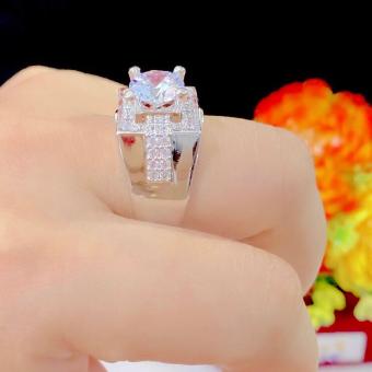 Nhẫn nam mạ bạch kim đính xoàn cực đẹp