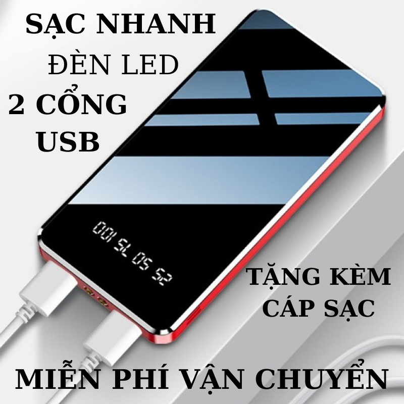 [HCM]( PIN 300000Mah + TẶNG CÁP SẠC NHANH 25k ] PIN DỰ PHÒNG MẶT GƯƠNG THIẾT KẾ SANG TRỌNG DUNG LƯỢNG LỚN 30000MAH - PIN DỰ PHÒNG CÓ 2 CỔNG RA ĐÈN LED SIÊU SÁNG PIN DỰ PHÒNG LCD MẶT GƯƠNG CÓ HIỂN THỊ 30000MAH