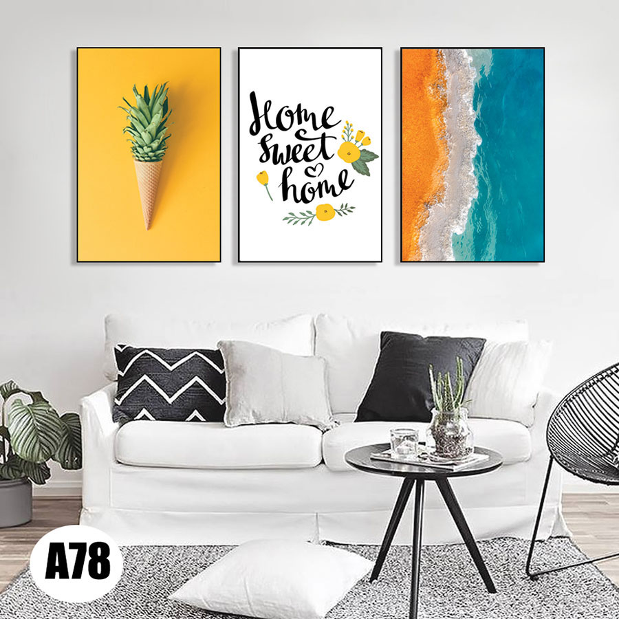 Bộ ba bức tranh canvas,tranh treo tường tropical