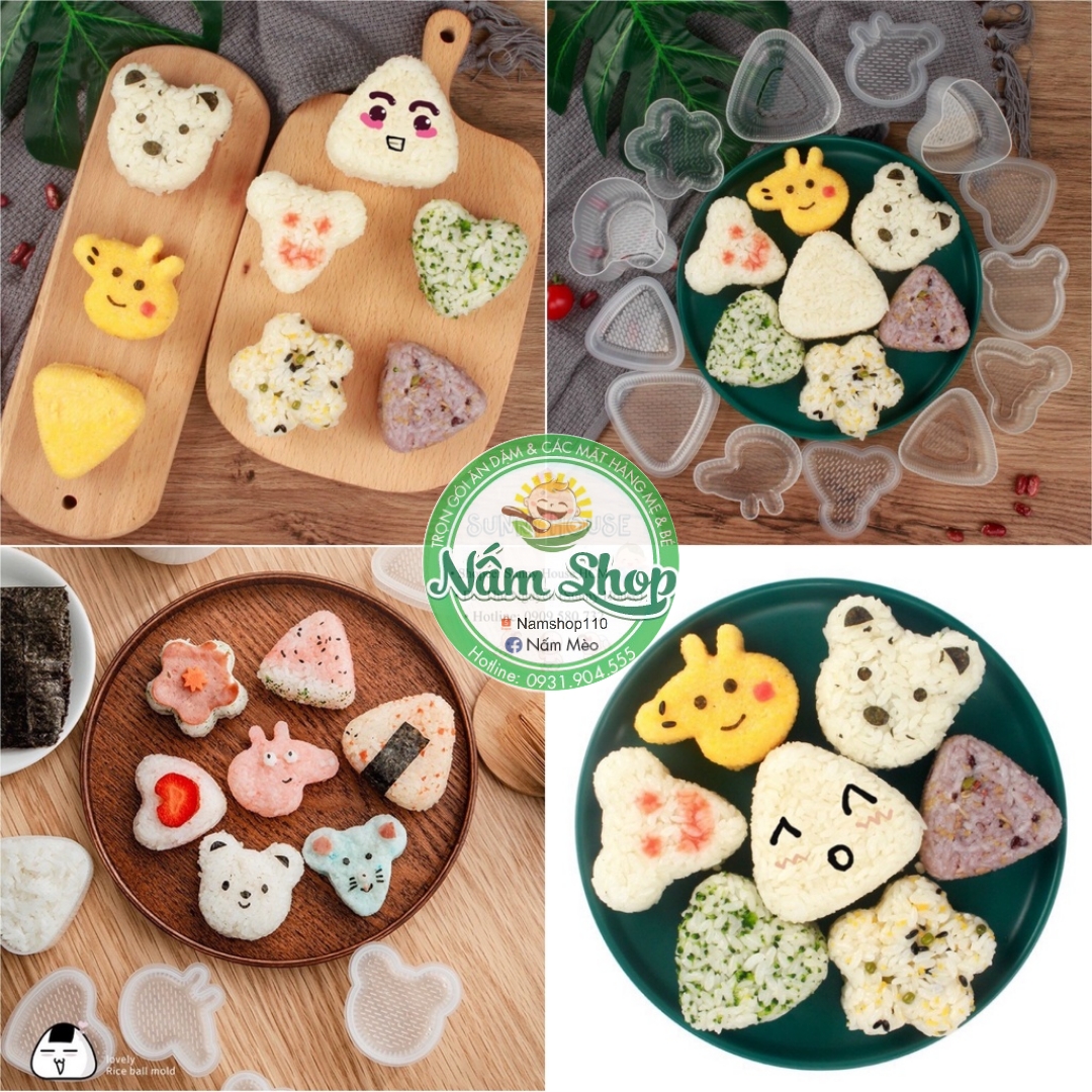 Khuôn làm cơm nắm Onigiri kiểu Nhật cho bé - Khuôn ép cơm - Khuôn bento nhiều hình
